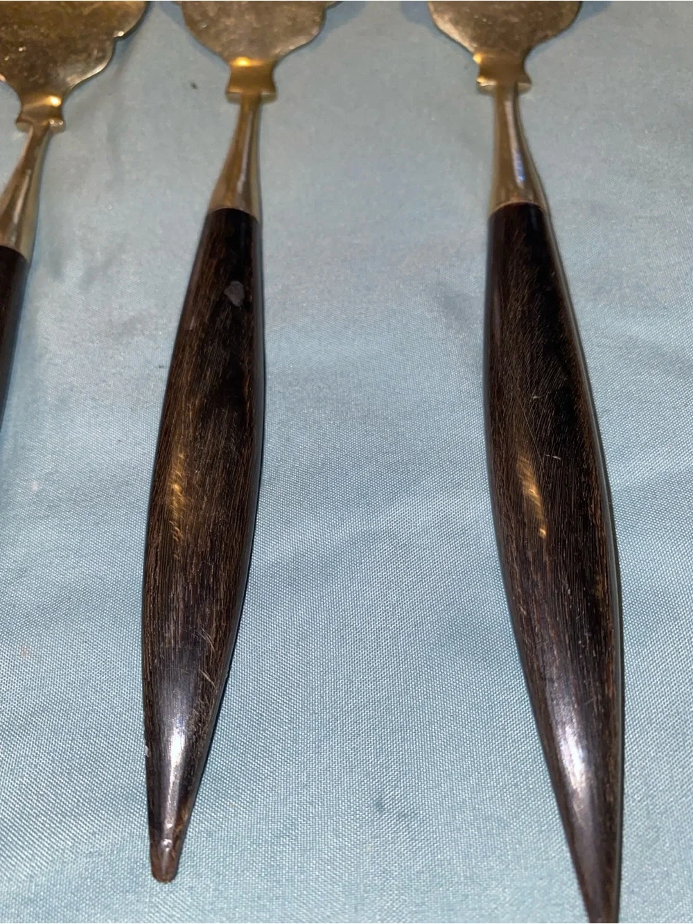 Rare Find Vintage Dark Wood Handle Seafood Forks - Set of 4